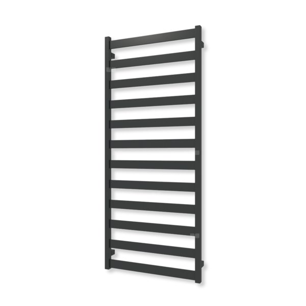 Grzejnik elektryczny TERMA VIVO ONE 1390 x 600mm, kolor czarny jak kruk mat RAL9005, moc 600 W, podłączenie E8, kabel spiralny z wtyczką szary