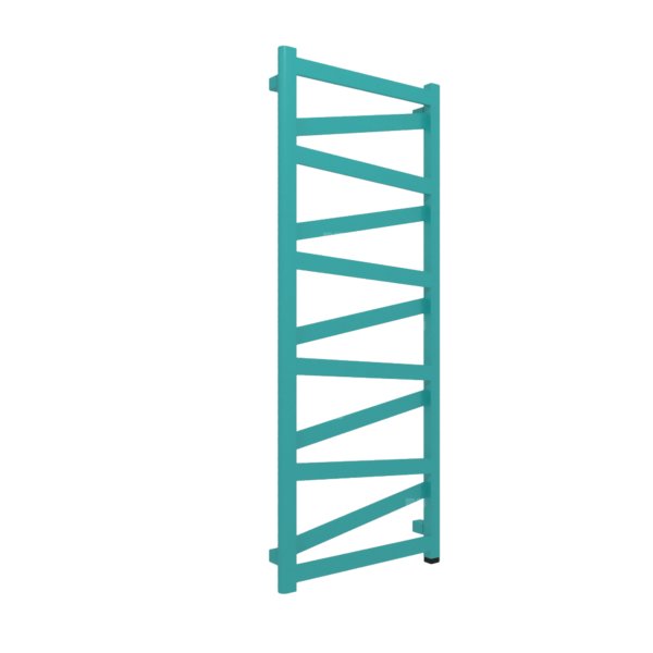 Grzejnik elektryczny TERMA VIPERA ONE 1230 x 500 mm, kolor niebieski turkusowy RAL5001, moc 400 W, podłączenie E8, kabel spiralny z wtyczką biały