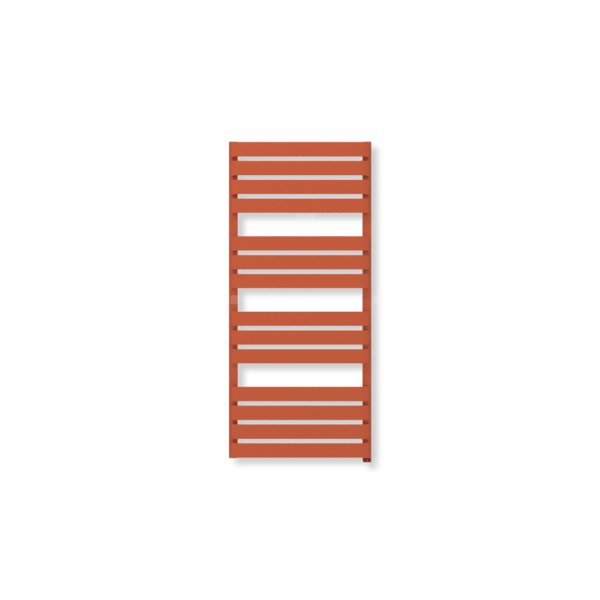 Grzejnik elektryczny TERMA WARP T ONE 1110 x 500mm, kolor pomarańczowy ceglasty RAL2001, moc 600 W, podłączenie E8, kabel prosty bez wtyczki szary