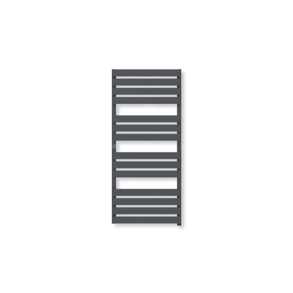 Grzejnik elektryczny TERMA WARP T ONE 1110 x 500mm, kolor metaliczny szary, moc 600 W, podłączenie E8, kabel spiralny z wtyczką biały