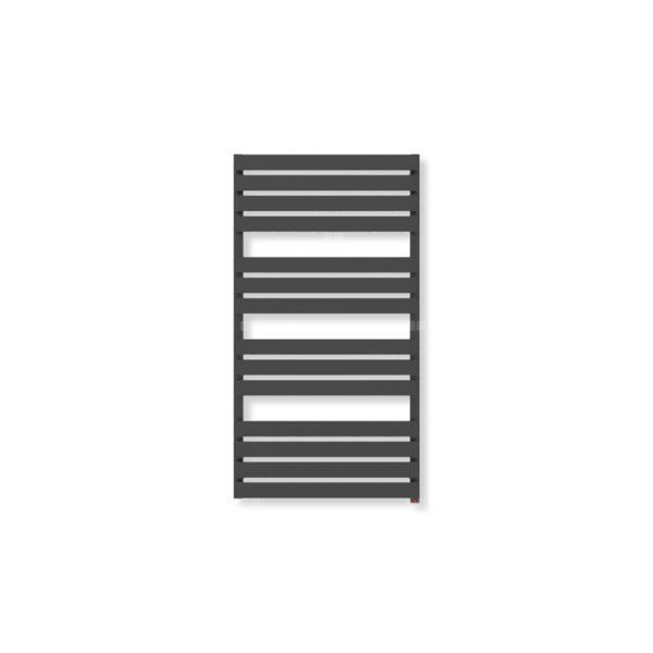 Grzejnik elektryczny TERMA WARP T ONE 1110 x 600mm, kolor czarny sygnałowy RAL9004, moc 600 W, podłączenie E1, kabel prosty bez wtyczki biały
