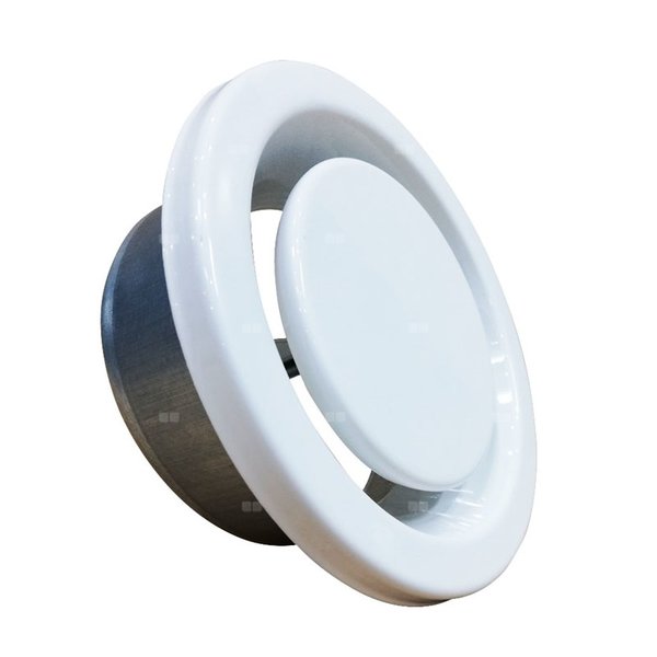 Anemostat nawiewny z ramką montażową DN125 Biały