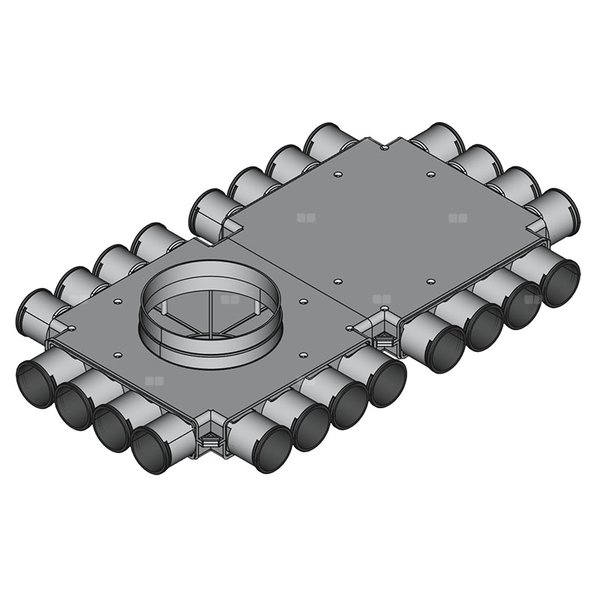 Rozdzielacz końcowy TopFlex DN200/DN63 x 24 / 2-modułowy
