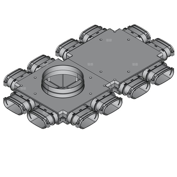 Rozdzielacz końcowy TopFlex DN200/52mm x 117mm x 12 / 2-modułowy