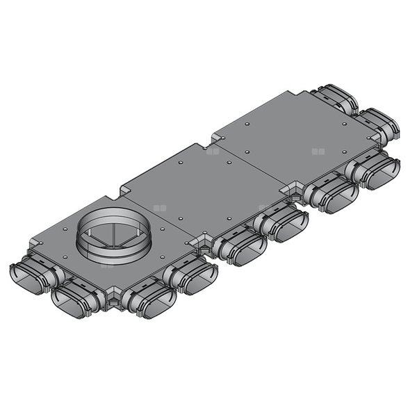 Rozdzielacz końcowy TopFlex DN200/52mm x 117mm x 10 / 3-modułowy