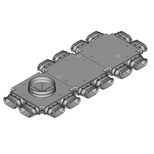 Rozdzielacz końcowy TopFlex DN200/52mm x 117mm x 14 / 3-modułowy