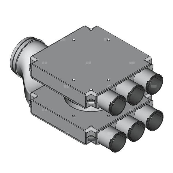 Rozdzielacz dwurzędowy z podejściem bocznym TopFlex DN160/DN75/DN75 x 6 / 1-modułowy