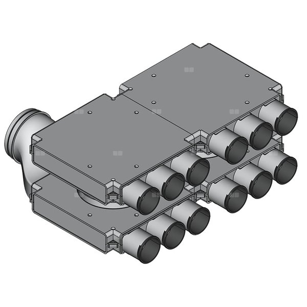 Rozdzielacz dwurzędowy z podejściem bocznym TopFlex DN160/DN75/DN75 x 12 / 2-modułowy