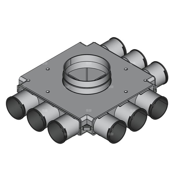 Rozdzielacz końcowy TopFlex DN160/DN75 x 9 / 1-modułowy - montaż na stropie