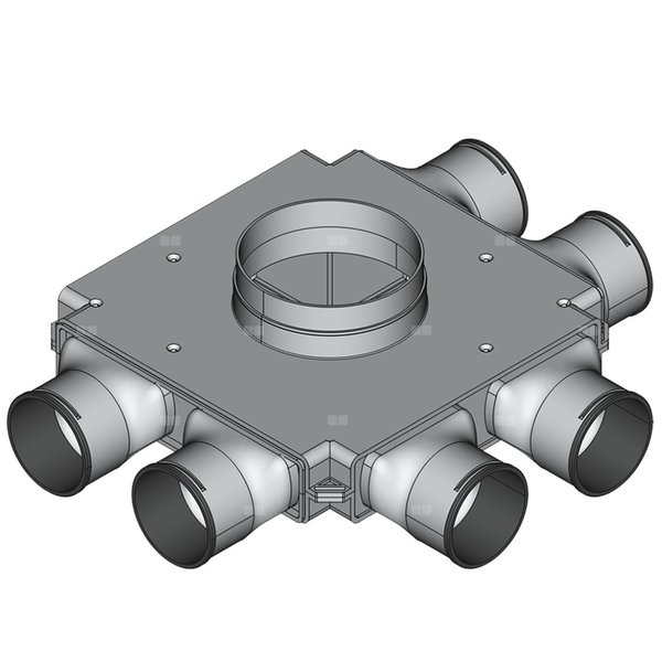 Rozdzielacz końcowy TopFlex DN200/DN90 x 6 / 1-modułowy - montaż na stropie