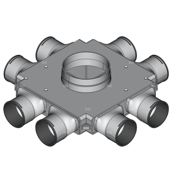 Rozdzielacz końcowy TopFlex DN200/DN90 x 8 / 1-modułowy - montaż na stropie