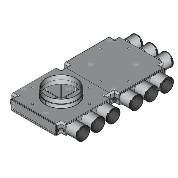 Rozdzielacz końcowy TopFlex DN200/DN75 x 9 / 2-modułowy - montaż na stropie
