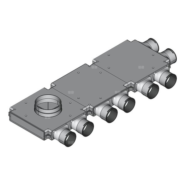Rozdzielacz końcowy TopFlex DN200/DN90 x 8 / 3-modułowy - montaż na stropie