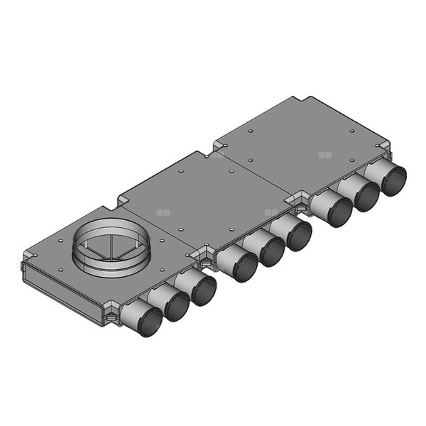 Rozdzielacz końcowy TopFlex DN200/DN75 x 9 / 3-modułowy - montaż na stropie