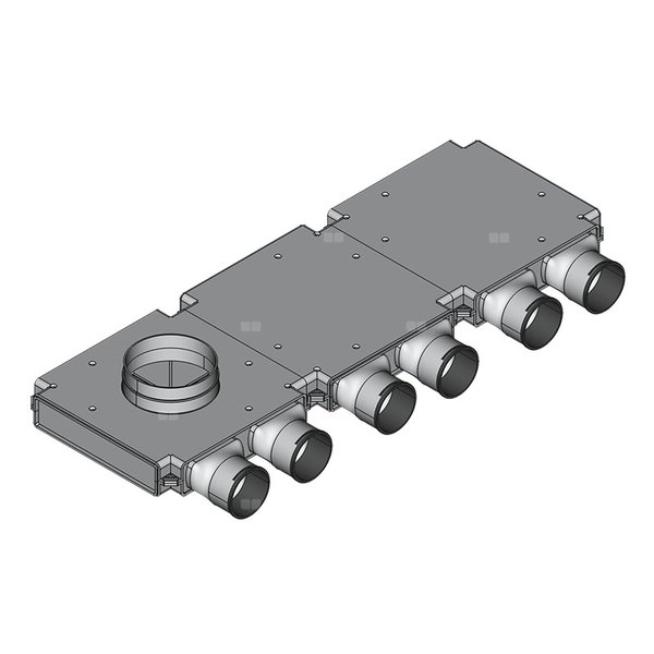 Rozdzielacz końcowy TopFlex DN200/DN90 x 6 / 3-modułowy - montaż na stropie