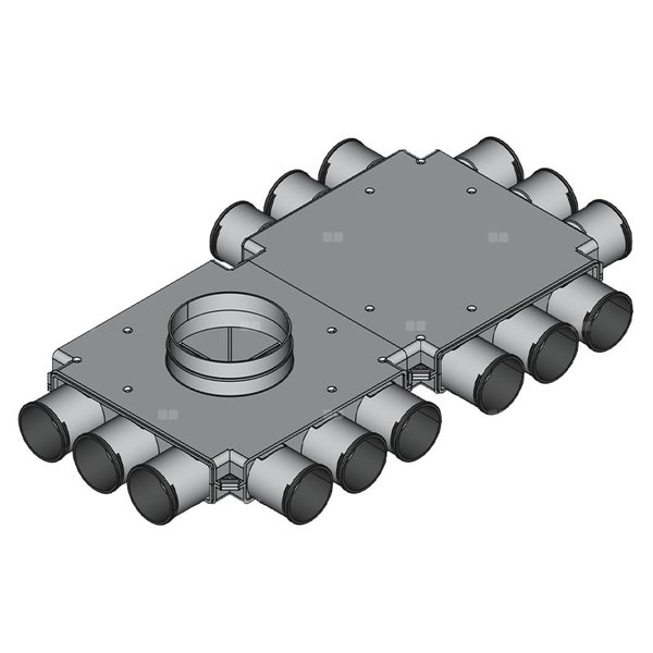 Rozdzielacz końcowy TopFlex DN160/DN75 x 15 / 2-modułowy - montaż na stropie