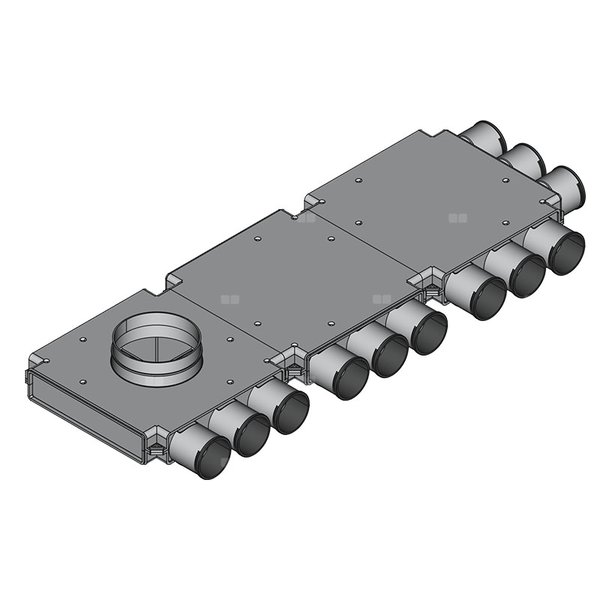 Rozdzielacz końcowy TopFlex DN160/DN75 x 12 / 3-modułowy - montaż na stropie