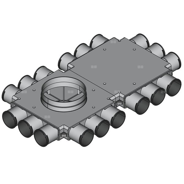 Rozdzielacz końcowy TopFlex DN200/DN75 x 18 / 2-modułowy - montaż na stropie