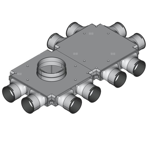 Rozdzielacz końcowy TopFlex DN200/DN90 x 10 / 2-modułowy - montaż na stropie