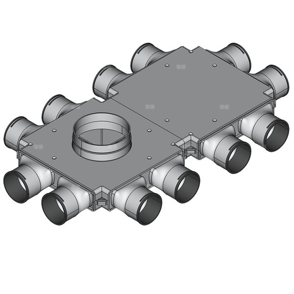 Rozdzielacz końcowy TopFlex DN200/DN90 x 12 / 2-modułowy - montaż na stropie