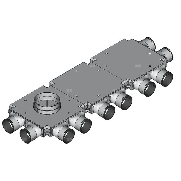 Rozdzielacz końcowy TopFlex DN200/DN90 x 10 / 3-modułowy - montaż na stropie