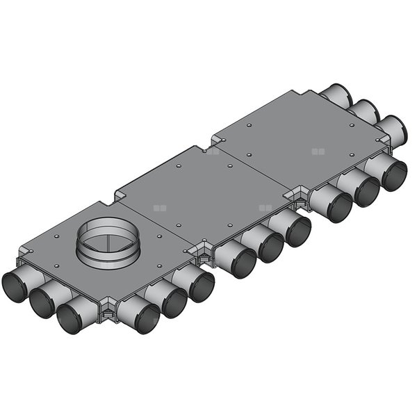 Rozdzielacz końcowy TopFlex DN160/DN75 x 15 / 3-modułowy - montaż na stropie