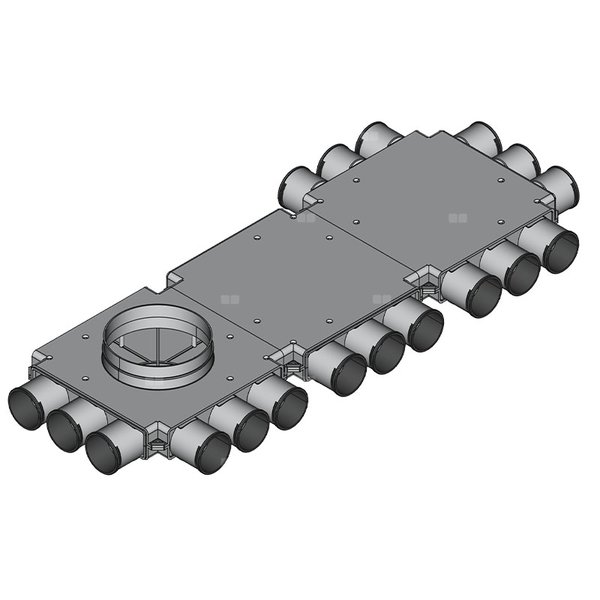 Rozdzielacz końcowy TopFlex DN200/DN75mm x 18 / 3-modułowy - montaż na stropie