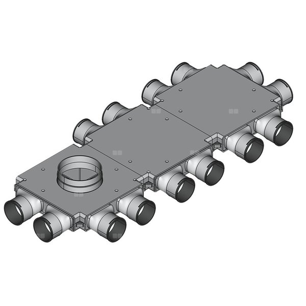 Rozdzielacz końcowy TopFlex DN200/DN90 x 14 / 3-modułowy - montaż na stropie