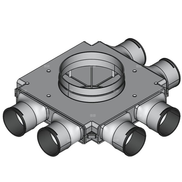 Rozdzielacz końcowy TopFlex DN200/DN90 x 6 / 1-modułowy - montaż pod stropem