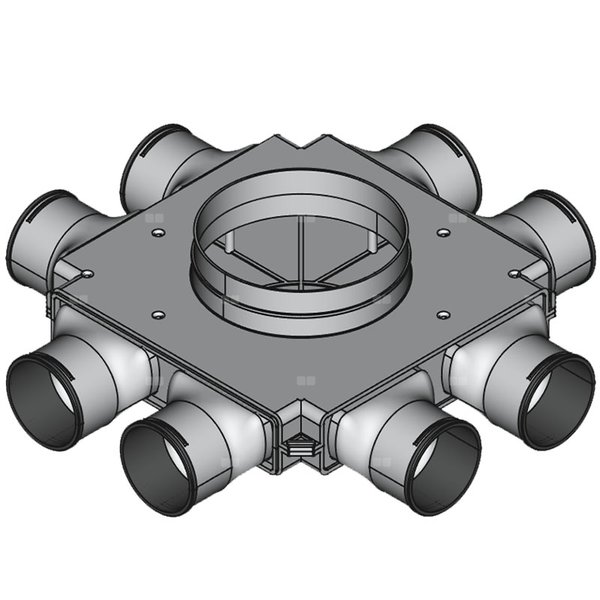 Rozdzielacz końcowy TopFlex DN200/DN90 x 8 / 1-modułowy - montaż pod stropem