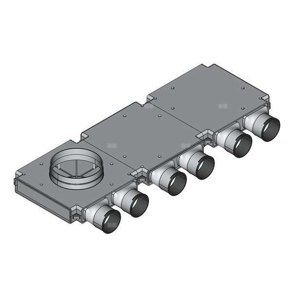 Rozdzielacz końcowy TopFlex DN200/DN90 x 6 / 3-modułowy - montaż pod stropem