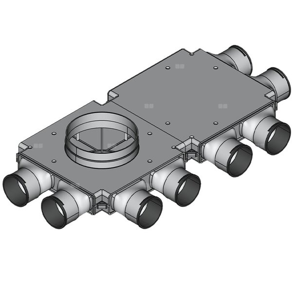 Rozdzielacz końcowy TopFlex DN200/DN90 x 8 / 2-modułowy - montaż pod stropem