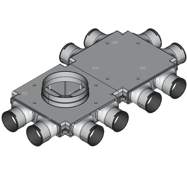 Rozdzielacz końcowy TopFlex DN200/DN90 x 10 / 2-modułowy - montaż pod stropem