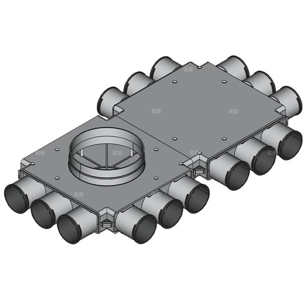 Rozdzielacz końcowy TopFlex DN200/DN75 x 15 / 2-modułowy - montaż pod stropem