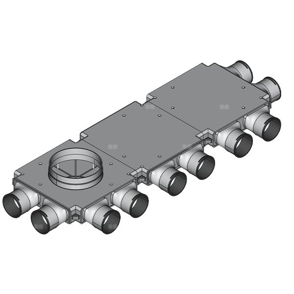 Rozdzielacz końcowy TopFlex DN200/DN90 x 10 / 3-modułowy - montaż pod stropem