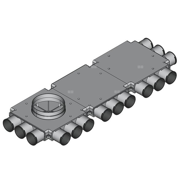 Rozdzielacz końcowy TopFlex DN200/DN75 x 15 / 3-modułowy - montaż pod stropem