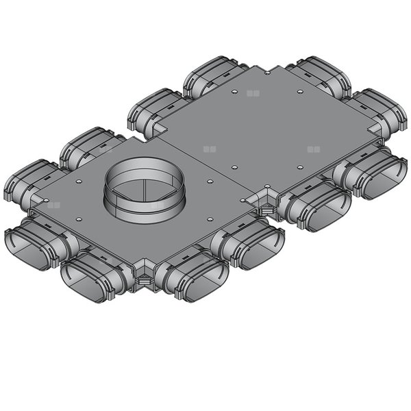Rozdzielacz przelotowy TopFlex DN200/DN160/52mm x 117mm x 12 / 2-modułowy