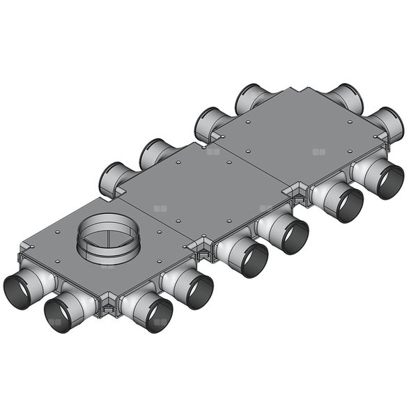 Rozdzielacz przelotowy TopFlex DN200/DN160/DN90 x 14 / 3-modułowy - montaż na stropie