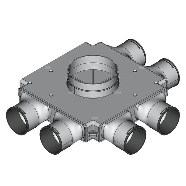Rozdzielacz przelotowy TopFlex DN200/DN160/DN90 x 6 / 1-modułowy - montaż pod stropem