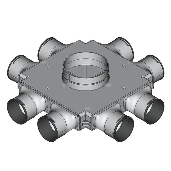 Rozdzielacz przelotowy TopFlex DN200/DN160/DN90 x 8 / 1-modułowy - montaż pod stropem