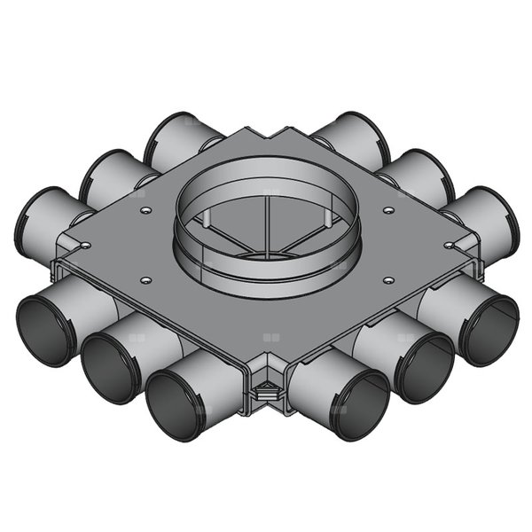 Rozdzielacz przelotowy TopFlex fi200mm/fi160mm/fi75mm x 12 / 1-modułowy - montaż pod stropem