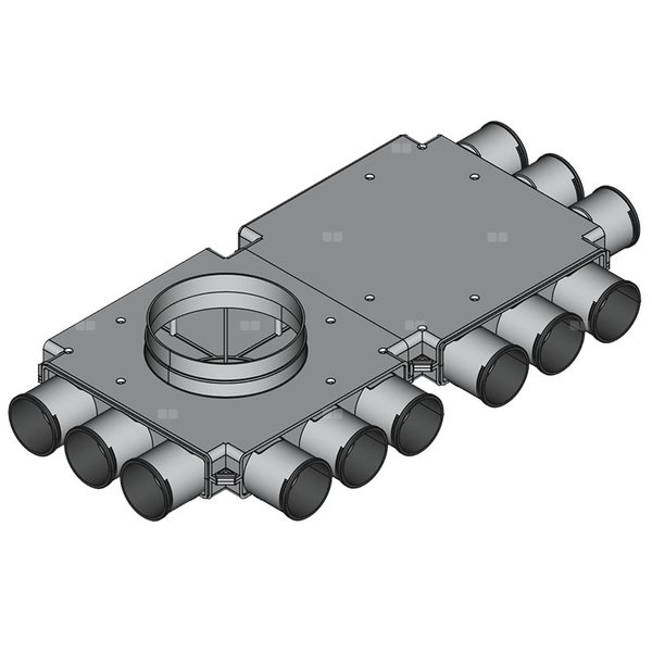Rozdzielacz przelotowy TopFlex DN200/DN160/DN75mm x 12 / 2-modułowy - montaż pod stropem