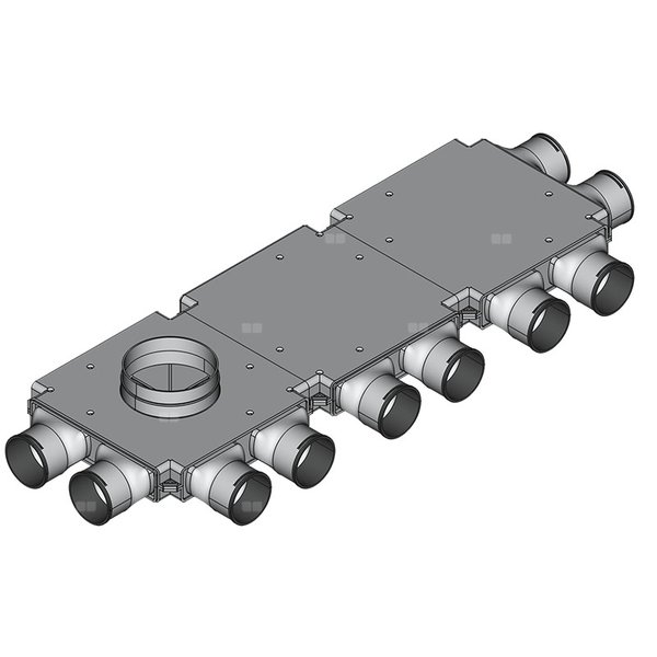 Rozdzielacz przelotowy TopFlex DN200/DN160/DN90 x 10 / 3-modułowy - montaż pod stropem