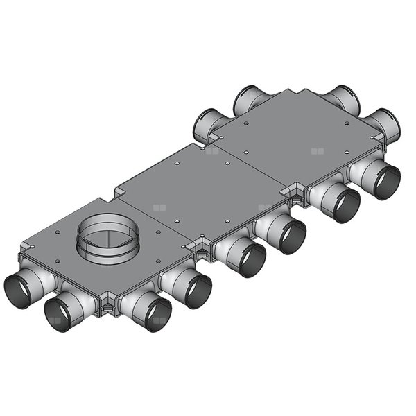 Rozdzielacz przelotowy TopFlex DN200/DN160/DN90 x 12 / 3-modułowy - montaż pod stropem