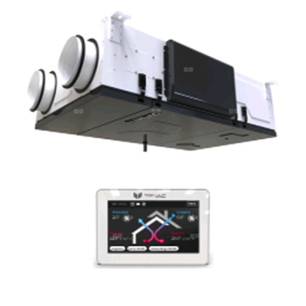 Centrala wentylacyjna TopVac 350FCF ze sterownikiem, 350 m3/h, odzysk ciepła, podsufitowa LEWA króćce DN200