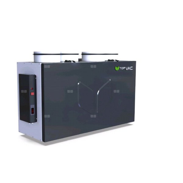 Centrala wentylacyjna TopVac 350VEN ze sterownikiem, 350 m3/h, odzysk ciepła, króćce DN160 do góry