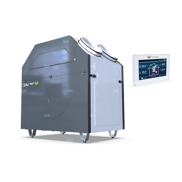 Centrala wentylacyjna TopVac 1000U ze sterownikiem, 1000 m3/h, odzysk ciepła, króćce DN315, 45st.