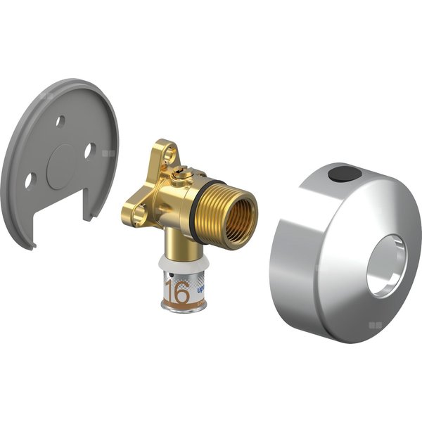 Uponor S-Press PLUS kolano naścienne z zaworem 16-Rp3/4'' FT