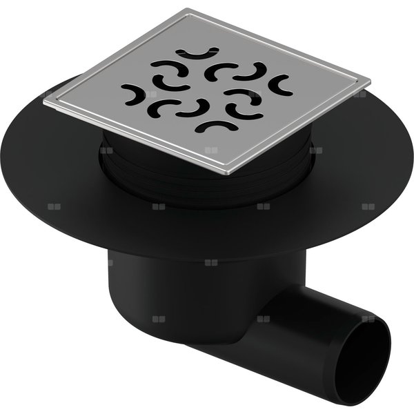 Wpust UPONOR Aqua Ambient Classic Arco z 1 przyłączem 50, odpływ poziomy, kratka 120x120mm stal nierdzewna