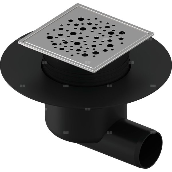 Wpust UPONOR Aqua Ambient Classic Spot z 1 przyłączem 50, odpływ poziomy, kratka 120x120mm stal nierdzewna